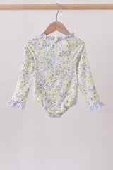 Floral mermaid applique rashguard