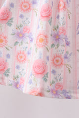 Purple rose bow smocked ruffle shorts set