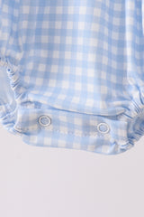 Blue tool smocked gingham bubble