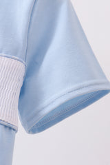 Blue tool smocked top