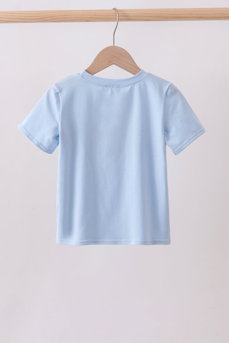 Blue tool smocked top