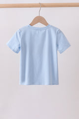 Blue tool smocked top