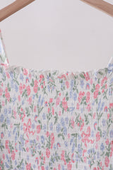 Pink floral smocked mom dress