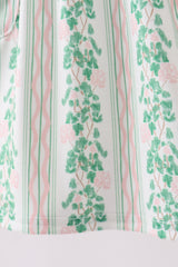 Green floral stripe pocket dress