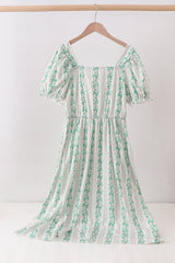 Green floral stripe dress (length 41.33in)