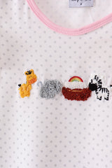 Pink Noah's Ark french knot ruffle shorts set