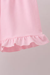 Pink Noah's Ark french knot ruffle shorts set