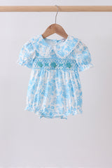 Blue rose smocked bubble