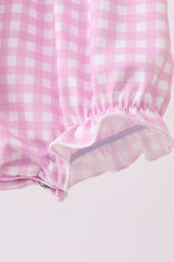 Pink floral bow smocked ruffle bubble