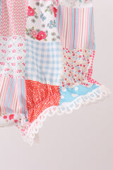 Pink floral patchwork scalloped bloomer set