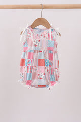 Pink floral patchwork bow bubble