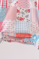 Pink floral patchwork bow bubble