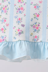 Blue floral ruffle 2pc swimsuit
