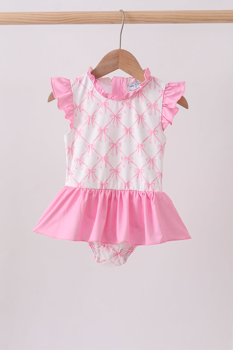 Pink bow ruffle one-piece swimsuit – Honeydew USA