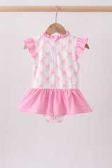 Pink bow ruffle one-piece swimsuit