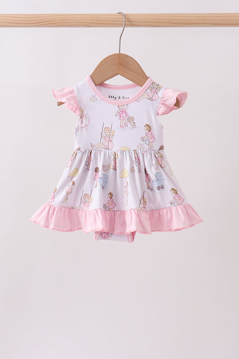 Pink all day adventure bamboo ruffle bubble