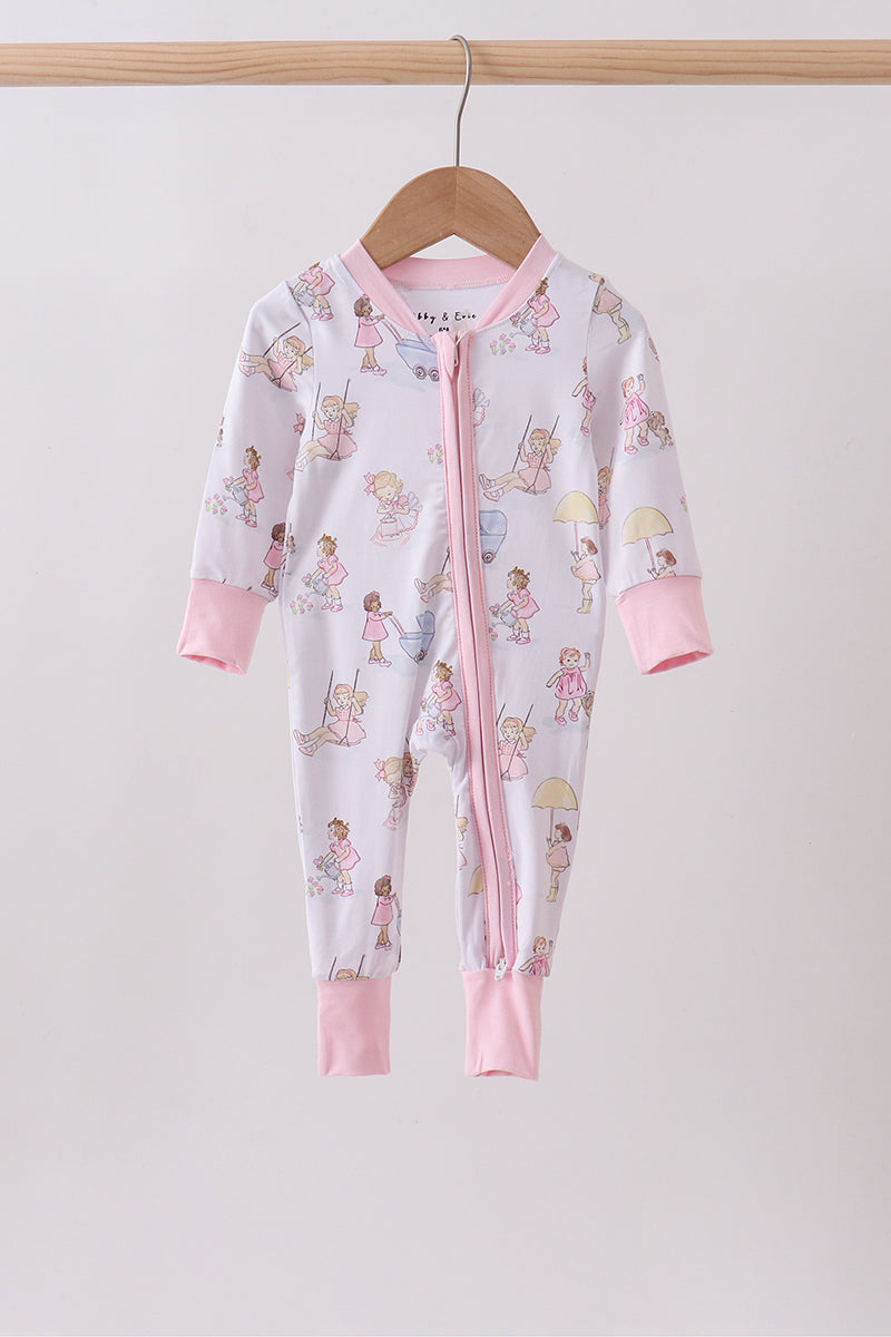 Pink all day adventure bamboo romper