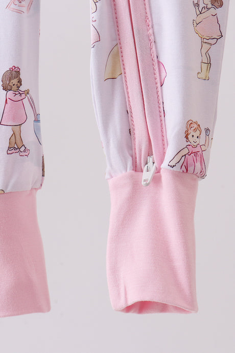 Pink all day adventure bamboo romper