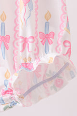 Pink birthday cake smocked bubble
