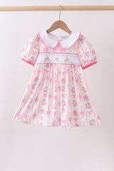 Pink birthday cake smocked dress