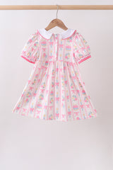 Pink birthday cake smocked dress