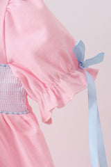 Pink carousel smocked ruffle dress
