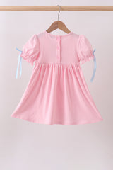 Pink carousel smocked ruffle dress
