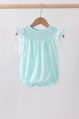 Blue starfish smocked jacquard ruffle bubble