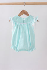 Blue starfish smocked jacquard ruffle bubble