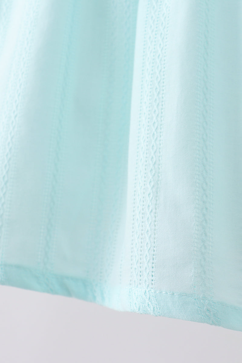 Blue starfish smocked jacquard ruffle bloomer set
