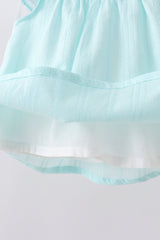 Blue starfish smocked jacquard ruffle bloomer set