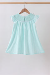 Blue starfish smocked jacquard ruffle dress