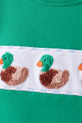 Green duck french knot stripe shorts set