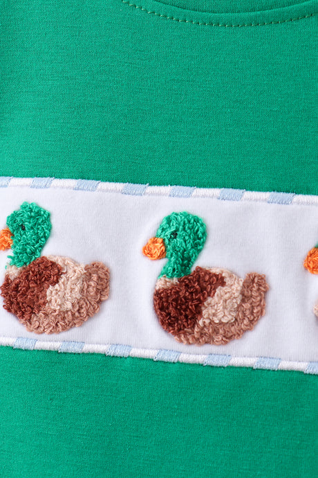 Green duck french knot stripe shorts set