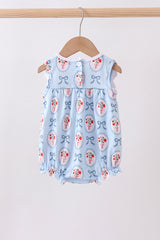 Blue strawberry bow embroidery bubble