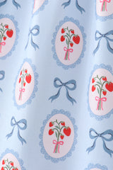 Blue strawberry bow ruffle dress
