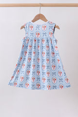 Blue strawberry bow ruffle dress