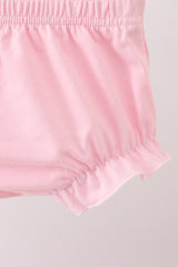 Pink carousel print ruffle bloomer set