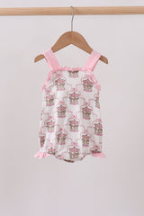 Pink carousel print ruffle bubble
