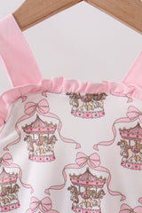 Pink carousel print ruffle bubble
