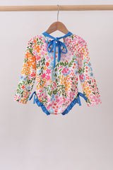 Summer floral print ruffle rashguard