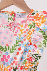Summer floral print ruffle jumpsuit