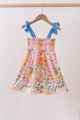 Summer floral print smocked mom&me dress