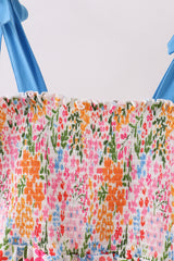 Summer floral print smocked mom&me dress