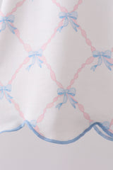 Blue bow ribbon print bloomer set