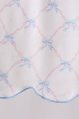 Blue bow ribbon print ruffle shorts set