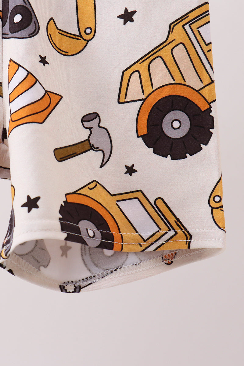 Mustard excavator bamboo 2pc pajama set