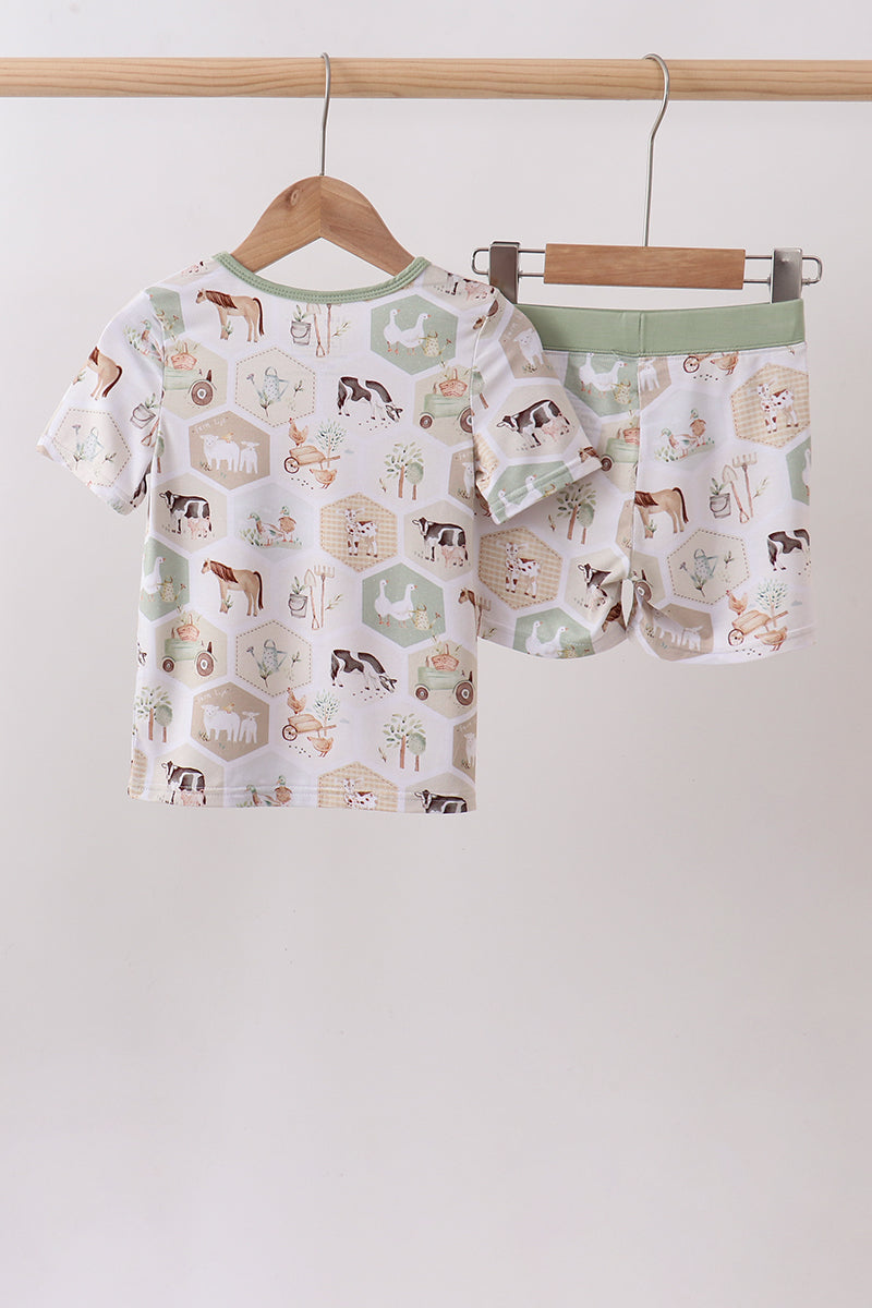Farm animal bamboo pajama set