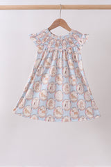 Pink puppy floral smocked ruffle dress