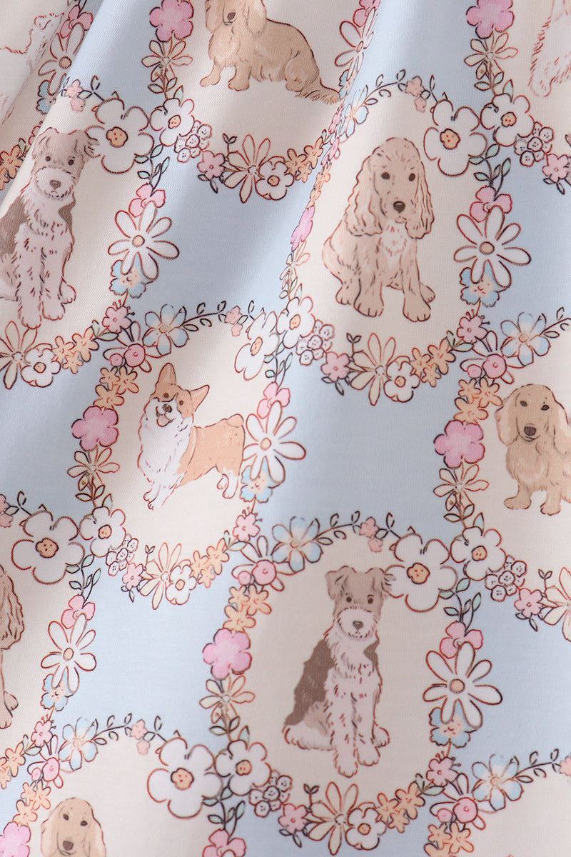 Pink puppy floral smocked ruffle dress